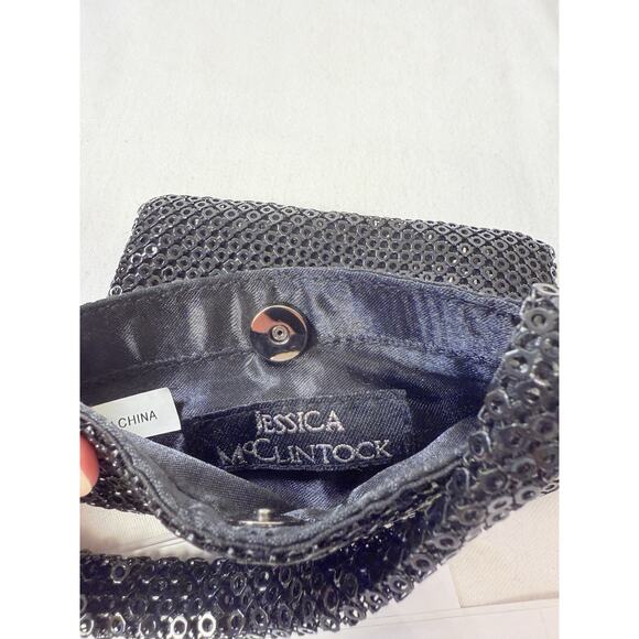 Jessica McClintock Black Sequin Evening Purse /Handbag - Picture 5 of 7